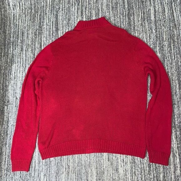 Chaps Mens Size XL Quarter Zip Pullover Sweater Red Long Sleeves 100% Cotton - Picture 5 of 5